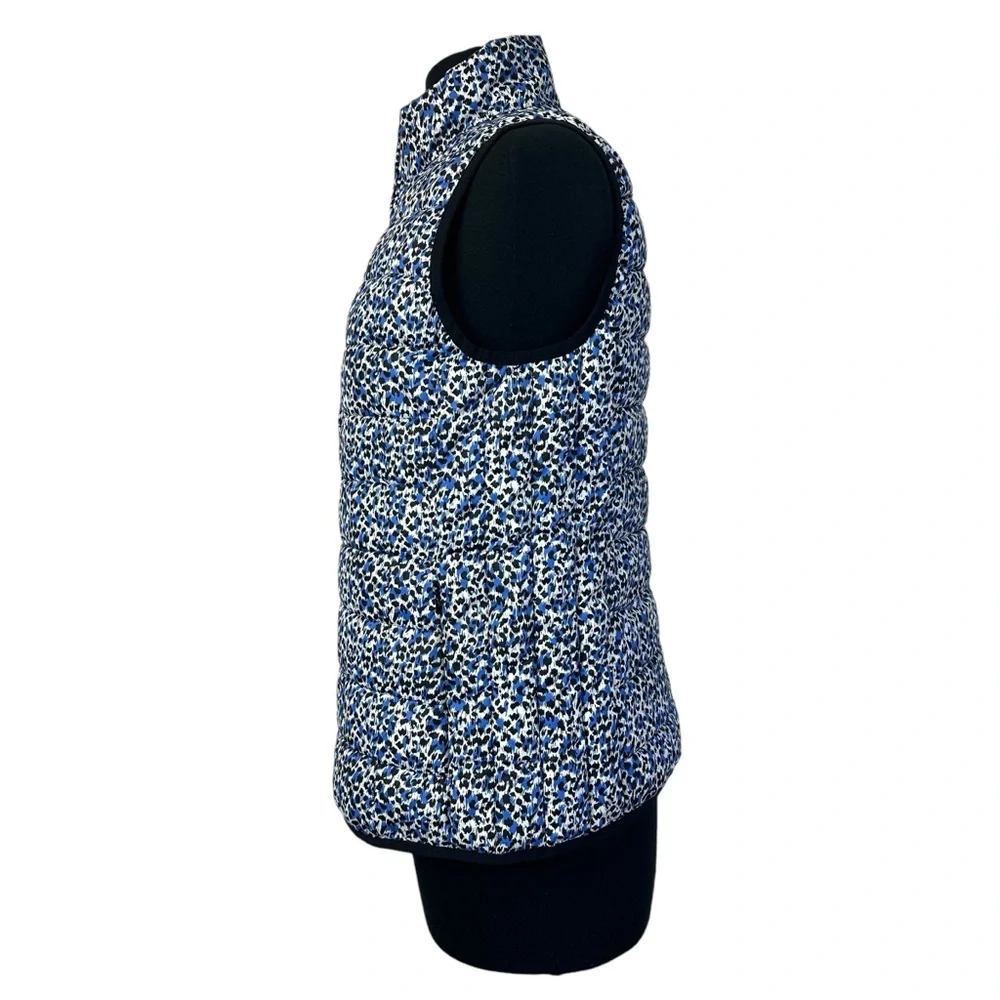 J. Crew Factory S Blue Black Animal Print Puffer Vest